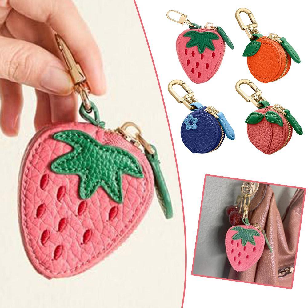 Mini Backpack Purse - กระเป๋าใส่เหรียญรูปผลไม้มินิเชอร์รี่ ปี 2026 พกพาสะดวก ลายสตรอว์เบอร์รี่ บลูเบอร์รี่